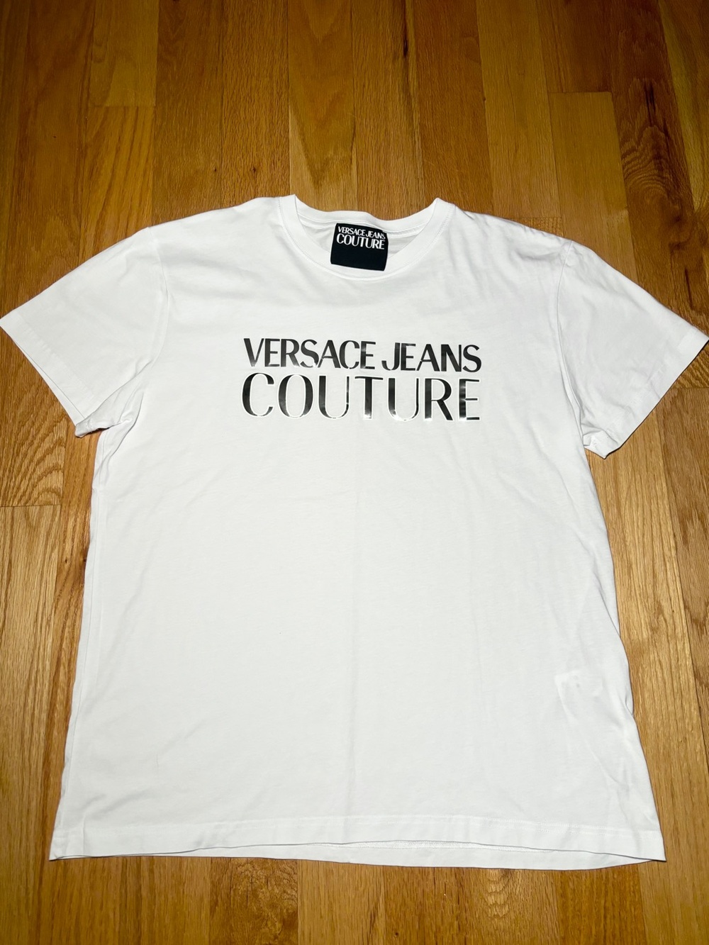 Versace Silver Reflective Logo White Tshirt